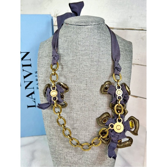 Lanvin Gold Plated Crystal Flower Necklace - Picture 7 of 10